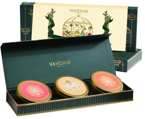 VAHDAM, Oprah's Favorite Tea Gift Sets | 3 Premium Chai Teas in Golden Tin Caddy Gift Box | Exotic Chai Tea Blends | Gluten Free, Non GMO | Gifts for Men And Women