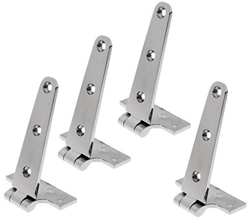 MagiDeal 4 Pieces High Polished 6 316 Stainless Steel Strap T Hinge Marine Boat Cupboard Cabinet Shed Door Gate Tee Hinge 15.2x7.6x0.4 cm