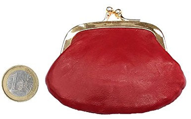 LOLUNA® Mini Porte-Monnaie Femme Cuir véritable Agneau Souple - Fermoir Clic Clac - Couleurs au Choix - Rouge