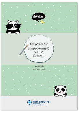 Briefpapier-Set für Kinder: Panda-Waschbär