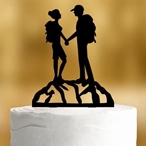 Cake Topper Bergleidenschaft [Brautpaar am Gipfel] - Acryl deko schwarz deko Hochzeitstorte deko Kuchen deko Hochzeit Tortendekoration Verlobung Tortenstecker Hochzeit Tortendeko Wedding cake