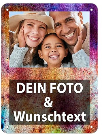 Blech-Schild mit Foto und Text selbst gestalten/Personalisierbar mit eigenem Bild als Metall-Poster / A5 (15x20cm) im Hochformat/Abstrakt 8