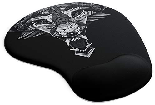 CSL - Mauspad mit Gelkissen - Titanwolf Gaming Handgelenkauflage - Mousepad - Gel Handballenauflage Handauflage Gelpolster ergonomisch - wasserabweisend und abwaschbar - schwarz