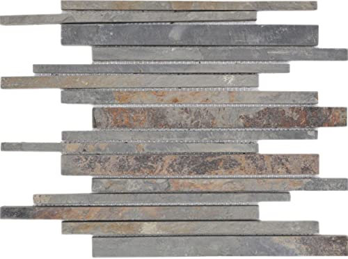 Mosaik Fliese Schiefer Naturstein rost Stäbchen Schiefer Wandverkleidung Wandverblender rustik MOS34-S69_f