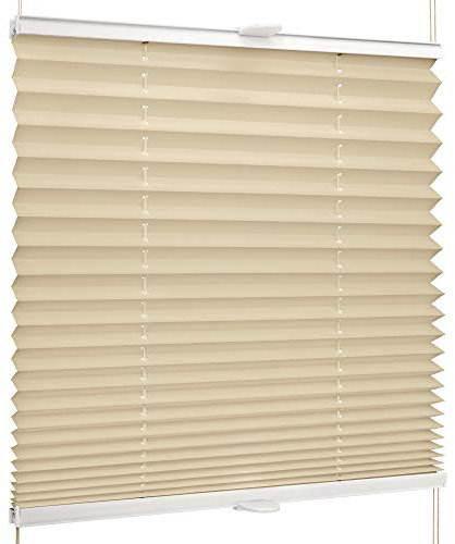 SchattenFreude Basic Klemmfix-Plissee für Fenster | Mit Klemm-Haltern | Ohne Bohren | Beige, Breite: 70cm x Höhe: 220cm