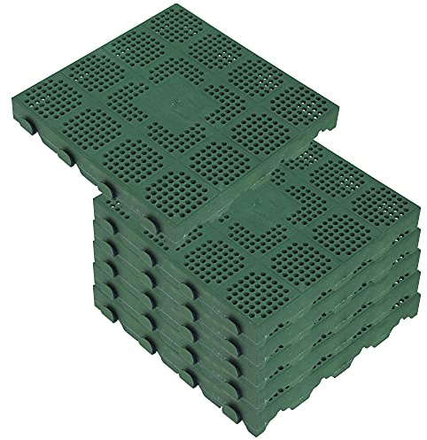 Paquet de 6 carreaux en plastique pour sol extérieur en nid d`abeille de 39x39x4,8 cm. Surface totale 0.9m² Collection Combi - Vert