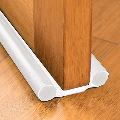 NC Dichtungsleiste für Türen, Fenster, 95 cm, doppelseitig, für Zugluftstopper, flexibler Türbodendichtstreifen, Weiß