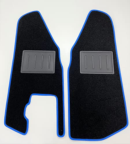 ASC Tappetini Auto Compatibili con Piaggio Ape 50, su Misura con Battitacco in Gomma, Design Nero/Blu