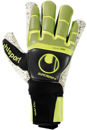 UHL UHLSPORT SUPERGRIP+ Flex Frame Carbon Torwarthandschuhe für Erwachsene, Unisex, Schwarz/Gelb Fluor (Mehrfarbig), 10,5