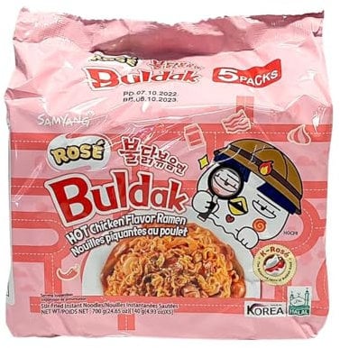 Samyang Rose Buldak Hot Chicken Flavor Ramen Nouilles Piquantes au Poulet 5 Stück