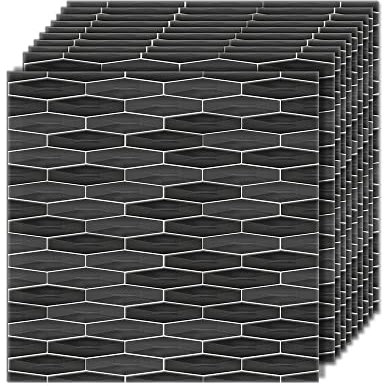 VIRANDA 20 Stück Fliesenaufkleber | Küchenrückwand Selbstklebend Spritzschutz für Küche Badezimme | Klebefliesen wasserdicht Klebefolie Dekofolie,Schwarze 20x20cm