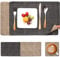 Myir JUN Tischsets Abwaschbar Leder und Untersetzer, Doppelseitigen Platzset 6er Set rutschfest Platzdeckchen Kunstleder (Grau Beige)