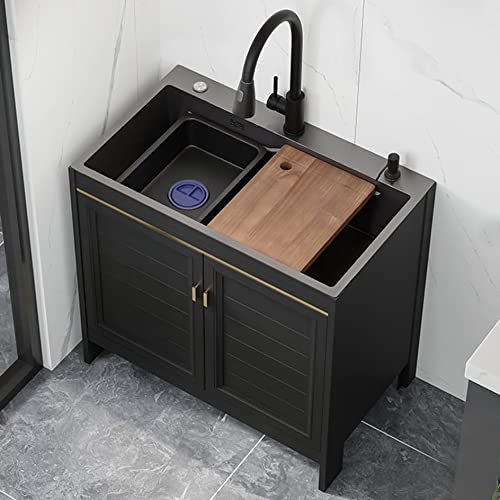 Spülschrank mit Spülbecken und Armatur,Küchenschrank Hängeschrank Küchenzeile Waschbeckenunterschrank,Edelstahl Waschbecken,Unterschrank für Küche mit 2 Türen,Freistehende Küchenspüle Spültisch ( Colo