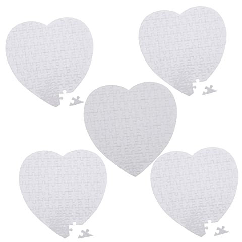 EXCEART 5 Sätze Herz Leeres Puzzle Herzförmiges Leeres Puzzle Leere Puzzles Herzförmige Weiße Puzzles Steckpuzzles Liebe Puzzle Rätsel Valentinstag-Puzzle Weißes Papier Kind Karte Druckbar