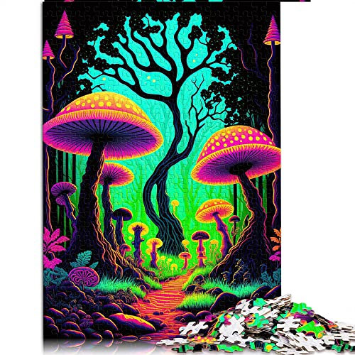 Für Erwachsene Puzzle 1000 Teile Psychedelic Mushroom Forest - Kartonpuzzle Herausforderndes Spiel (Größe 26x38cm)