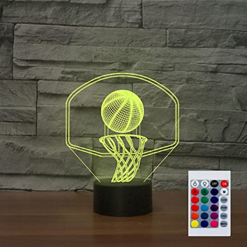 SUPERHONGJIHAO Nachtlicht für Kinder 3D Schießen Basketball LED Lampe mit Fernbedienung 16 Farbwechsel für Kinder