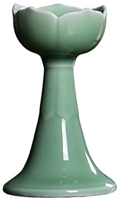 HEXEH Kerzenhalterhalter Haushalt Keramik Kerzenhalter Antik Lotus Kerzenhalter Dekoration Hochtemperaturbeständig Kandelaber (Color : Groen, Size : B)