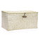 IGNPION Seagrass Storage Basket with Lid Woven Wicker Desktop Basket Rectangular Bathroom Storage Organiser Box, Living Room Decorative Under Shelf Basket Multipurpose Storage Hamper(Whitewash,M)
