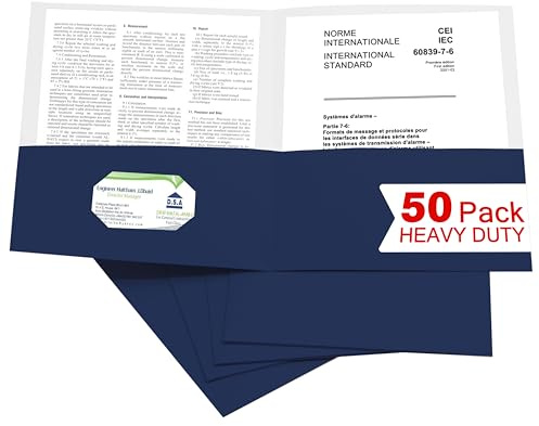 Zzrywuty 50 Packs Two Pocket File Folders with Business Card Slot,Textured Paper,Letter Size,Holds 100 Plus Sheets for School,Office,Business,Royal Blue