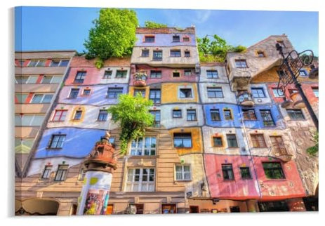 Hundertwasser-Haus in Wien, 1000 Teile Puzzle für Erwachsene, Klassisches Schwieriges Puzzle für Kinder, Überraschungsgeschenk für Familie, Heimdekoration, Kunstpuzzle (38x26cm) - 194
