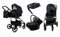 BabyLux® Kinderwagen Set 4 in 1 - Trailux - Onyx - incl. Babywanne, Buggy Sportsitz, Auto-Babyschale, ISOFIX-Basisstation - Autositz - Kinderwagenset - Kombikinderwagen mit Wickeltasche usw.