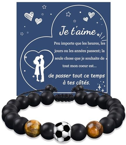 YELUWA Fußball-Armband-Geschenke für Männer, Liebe Dich Geschenke für Männer, Geschenk für ihn Männer Ehemann Freund Valentinstag Jahrestag Hochzeitstag Geburtstagsgeschenk Liebesgeschenke für Männ FR