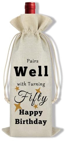 50th Birthday Gifts for Men Women Wine Bag Gift 50 Year Old Gifts for Him Her 50 Birthdays Party Decoration 50th Birthday Gift for Mum Dad Husband Wife Sister Brother Aunt Uncle