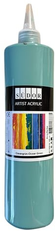 SÜDOR ACRYLFARBE 500 ml - Geeignet für Acryl-Pouring. Hochpigmentierte Künstler-Malfarben zum Bemalen auf Holz, Leinwand, Stein, Papier, Stoff, Metall. Wasserfest. Vegan. (Ozeangrün)
