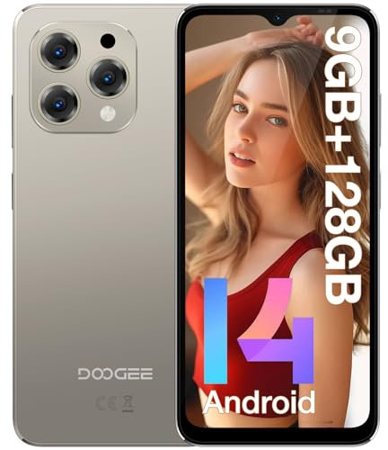 DOOGEE N55 (9GB+128GB) Handy Ohne Vertrag Android 14 Octa Core 6.56 HD+ IPS Display 90Hz Smartphone Ohne Vertrag 5150mAh Akku, 13MP + 8MP Kamera, Dual 4G LTE + 5G Wi Fi Handy Günstig, GPS, OTG, BT5.0