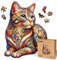 LEOGOR Whiskered Cat Mosaic – Holzpuzzle Erwachsene Katze, 200 Teile – 27,1 × 35,1 cm – 5 mm Dickes Holz, handgeformte Teile, Tierförmiges Mosaikdesign – Magisches Holz Puzzle für Puzzle-Liebhaber