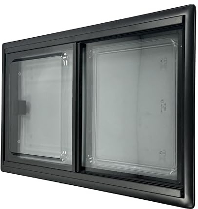 Shield Autocare© Camper Van Sliding Narrow Frame Windows With Blackout Blinds Flynet Screen For Motorhome Horsebox Boat Conversion (900x500mm)