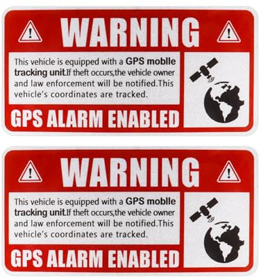 Qaziuy 2 Stück GPS Aufkleber Fahrrad Motorrad Auto Alarm Tracker Sticker Diebstahl Schutz Klebesticker für Fahrrad Auto Wohnmobil