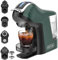 19Bar 5en1 Máquina de Café Espresso Multicápsulas para Nespresso/Dolce Gusto/MIO y Cápsulas de Café Molido/ESE EM-308A (Verde)