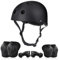 flintronic 7PCS Casco y Protecciones Ajustable Infantiles Set, Conjuntos de Patinajes Niños Protecciones, Set Rodilleras Casco, Coderas y Muñequeras para Niños de 2 a 13 Años - S Negro