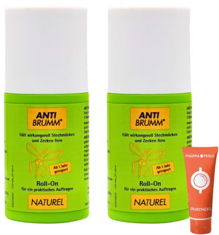 Anti Brumm Naturel Roll-On 2x 50 ml I Schutz gegen Mücken und Zecken I auf natürlicher Basis I Mückenschutz I Für zu Hause, Reisen I pflanzlich I Für Kinder ab 1 Jahr I Spar-Set plus Pharma Perle