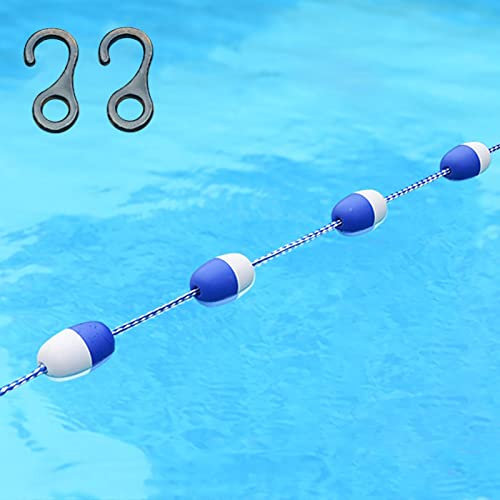 Kit de cuerda de carril para piscina, 4 m, cuerda divisora flotante de seguridad, boya antiUV con 2 ganchos para varias piscinas, de 1 m a 10 m de largo