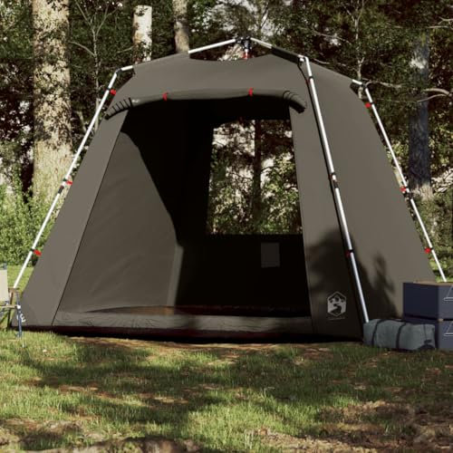 Tidyard Angelzelt Karpfenzelt Campingzelt Sekundenzelt Schnellaufbauzelt für Picknick Wandern Angeln 4 Personen Braun Quick Release
