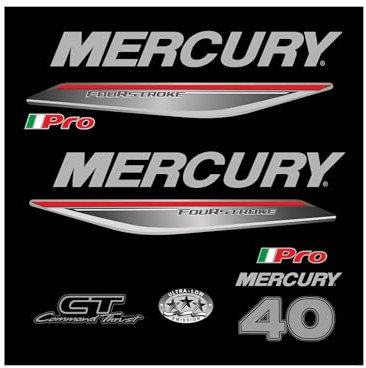 ricambio adesivi compatibile per mercury 40cv PRO (Argento)