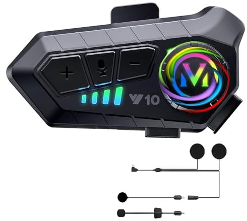 Casco Moto Auricolare, Casco Moto Bluetooth Auricolare, Y10 Cuffie per Caschi da Moto per Persona Singola wireless 5.3 Impermeabile IPX6 Cancellazione del rumore, Casco-Moto-Cuffie-Auricolare-Singola