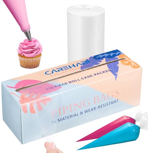 Carehabi Lot de 110 Poches à Douille jetables 47 x 23 cm pour Poche à Douille pour pâtisserie et décoration de gâteaux et Biscuits