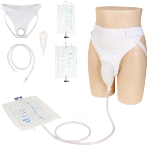 Sac à Urine en Silicone Réutilisable pour Homme Sac d'Urine Portable avec Conduit de Cathéter Pipi 1000ml Pantalon d'Incontinence avec Sac d'Urine de Collection pour Personne Âgée Patient Alité