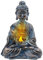 Tuzsocr Solar Buddha Gartenstatuen, Meditierender Buddha Figur Deko mit Lotus LED-Leuchten, Zen Buddha Statue für draußen, Harz Sitzende Budda Solarleuchten Deko Hof, Terrasse, Fensterbank (Stil 2)