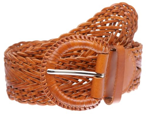 Damen 5,1 cm breiter geflochtener gewebter runder Ledergürtel