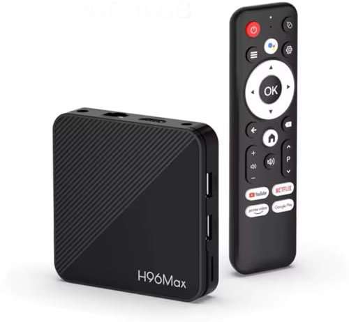 H96 MAX H313 Smart TV Box – Android 14 ATV | 4K@60fps | WiFi 6 | BT 5.0 | Voice Assistant (Black)