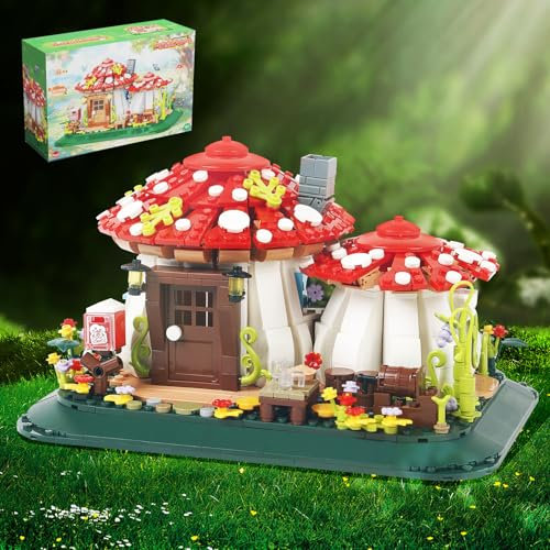 1126PCS Mini Mushroom House Building Blocks Set,Unique Treehouse Arichtecture Ornament, Great Toy Gift for 6+ Kids or Adults