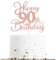 Sotpot 1 Pack 90th Birthday Cake Topper Double-sided Rose Gold Glitter Cake Pick Cake Decoration for Happy 90th Birthday Anniversary Party Decorations
