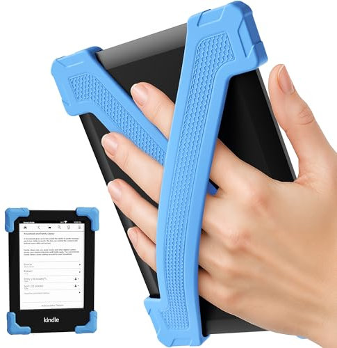 ELETIUO Hand Strap for 6 Kindle/Kobo/Kindle/E-Readers -Paperwhite 7-10 Gen,2 Pack Ergonomic Silicone Finger Grip,Secure One-Handed Holder for Comfortable Reading Accessories,Medium-Light Blue