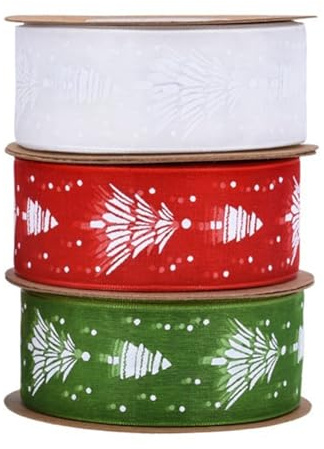 Xnuiasqe Christmas Ribbon Cake Decorative Printing Ribbon Christmas Tree Yarn Gift Box Bouquet Materials 2.5cm