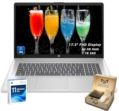 HP Ordinateur portable FHD 17,3 pouces, pour affaires et étudiants, écran anti-reflets FHD IPS de 17,3 pouces, Intel Core i3-N305 pour les tâches quotidiennes, batterie longue durée, Windows 11 Pro
