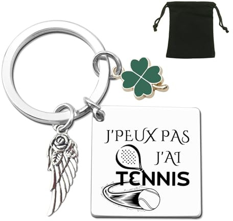 ZYMGUO Porte-Clés Sportif avec Breloque Aile d'Ange, Trèfle Vert et Pendentif Décoratif, Cadeau Original pour Fans de Moto, Basket, Rugby, avec Pochette Noire